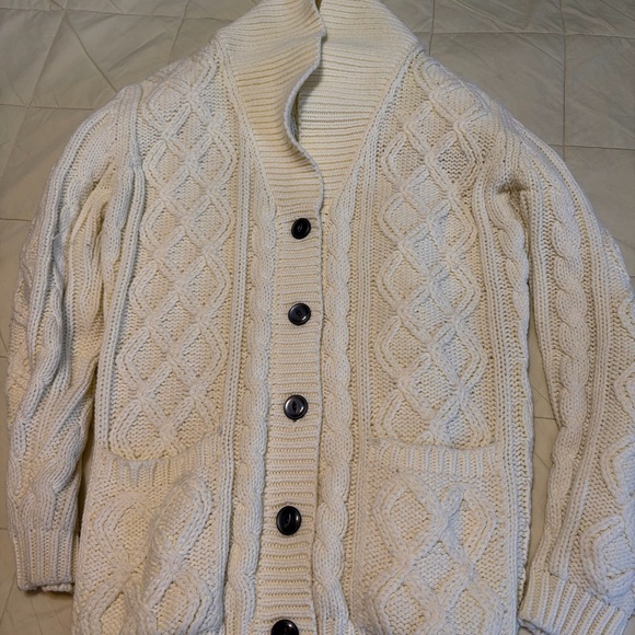Macy's Sweaters - Vintage Macy's Ivory Cable Knit Cardigan Sweater grandma core